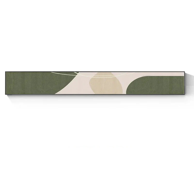 Slim Wide Format Green Beige Abstract Canvas Wall Art