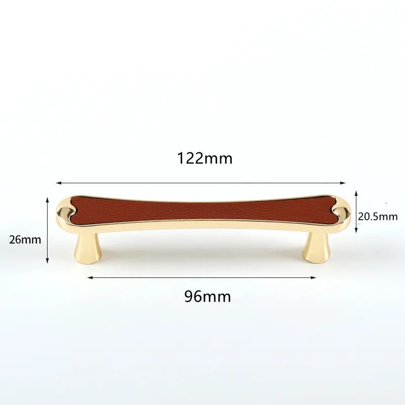 Modern Black and Red Leather Cabinet Handle – Zinc Alloy Pulls for Wardrobes and Cupboards (96mm/128mm)