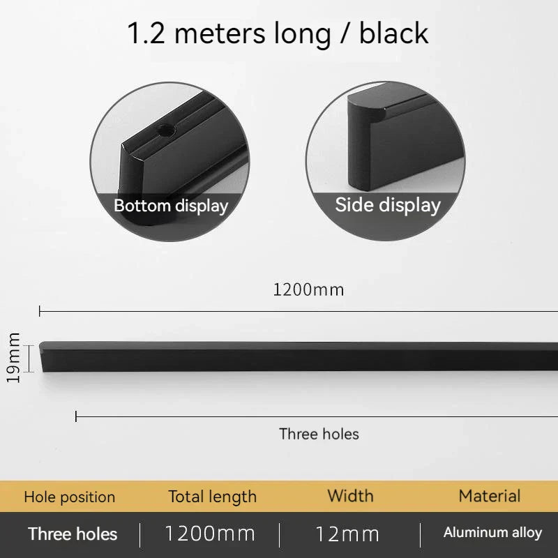 Minimalist Ultra-Long Aluminum Alloy Cabinet Handle – Black and Brushed Gold Pulls (800mm-1200mm)