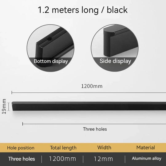 Minimalist Ultra-Long Aluminum Alloy Cabinet Handle – Black and Brushed Gold Pulls (800mm-1200mm)