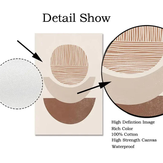 Set of 3 Abstract Geometric Earthy Tone Canvas Wall Art