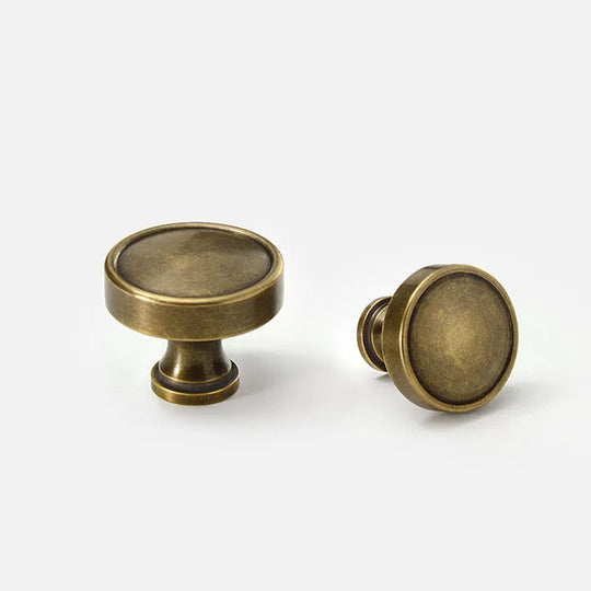 Antique Brass Round Cabinet Knobs – Vintage Drawer & Cupboard Pulls