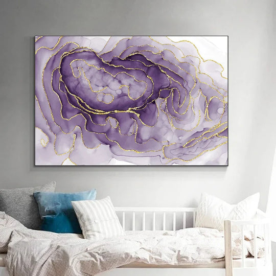 Purple Mauve Liquid Marble Abstract Canvas Wall Art