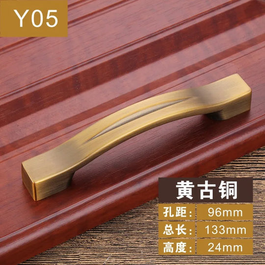 Antique Yellow Bronze Cabinet Handles – Brushed Vintage Drawer Pulls