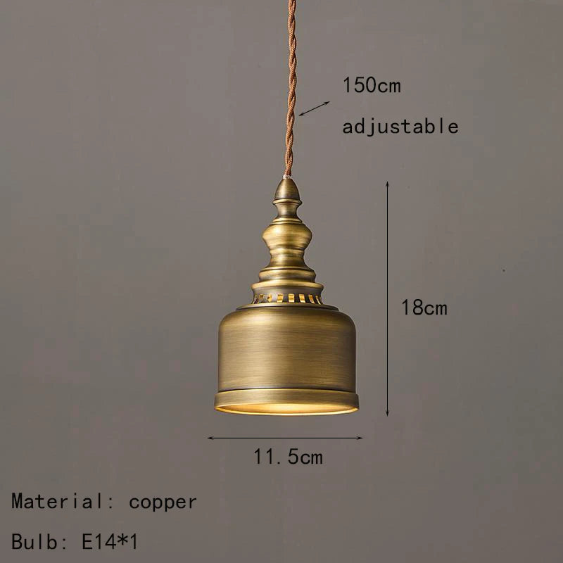 Classical Copper Clear Glass Pendant Light for Dining & Bedroom