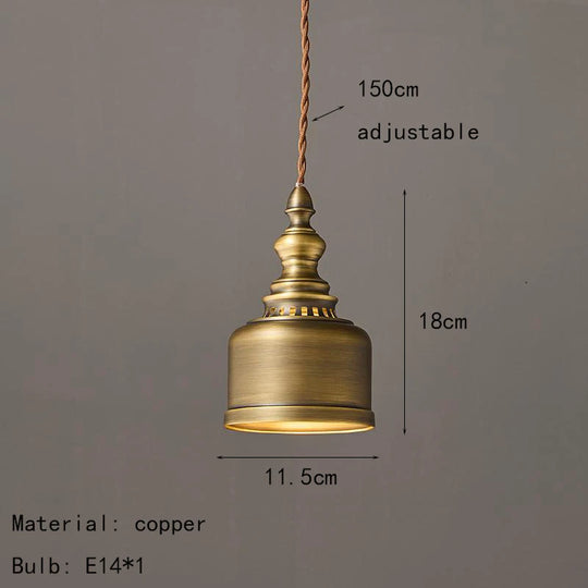 Classical Copper Clear Glass Pendant Light for Dining & Bedroom
