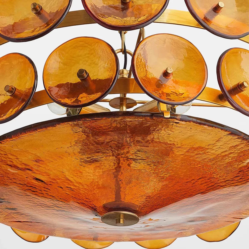 French Retro Colored Glass Pendant Light for Living & Dining Room