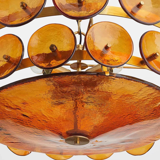 French Retro Colored Glass Pendant Light for Living & Dining Room