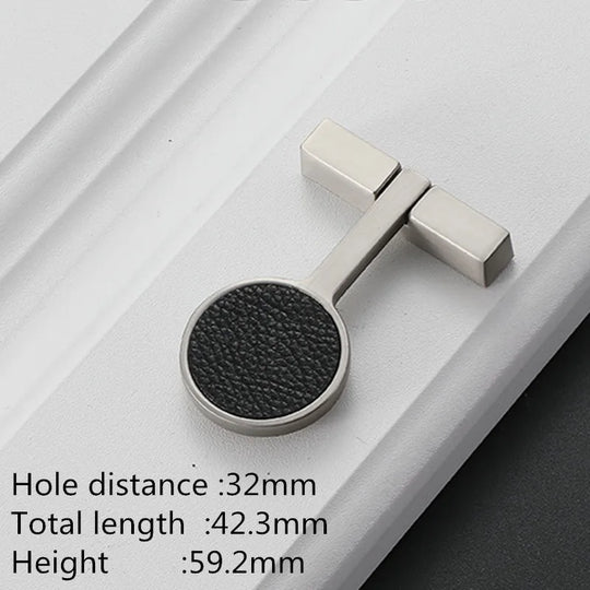 Modern Leather and Zinc Alloy Cabinet Handle – Elegant Pulls for Kitchen, Wardrobe, and Furniture (96mm)