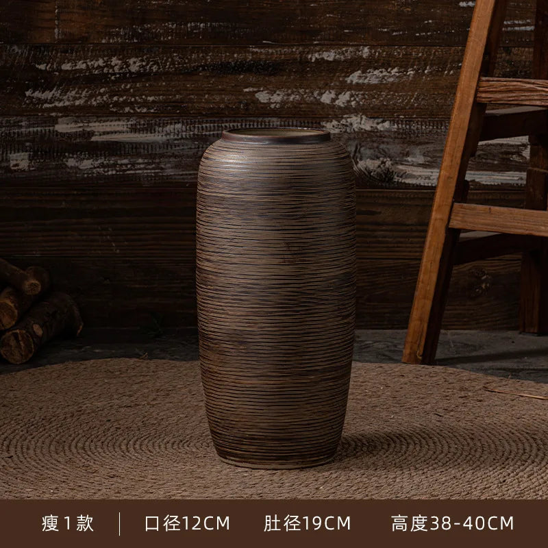 Large Floor Standing Ceramic Vase for Living Room and Courtyard Decor