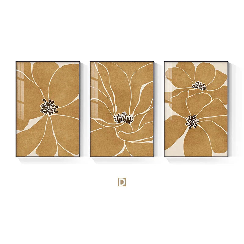 Big Floral Abstract Botanical Canvas Wall Art Unframed