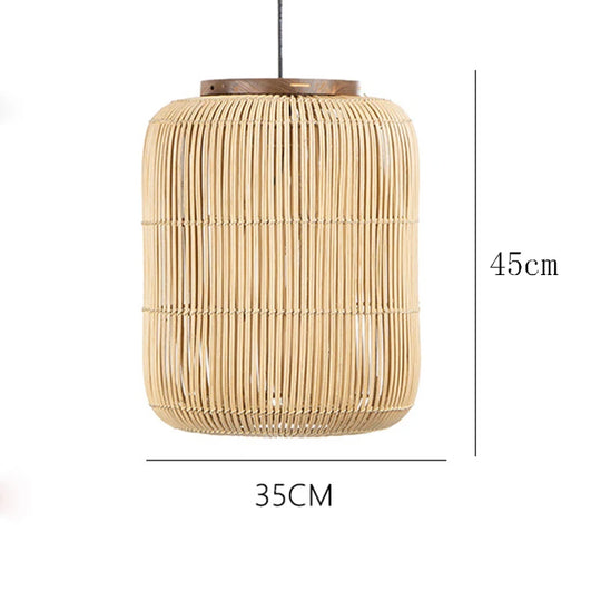 Wabi Sabi Rattan Pendant Light Handwoven Hemp Rope Ceiling Lamp