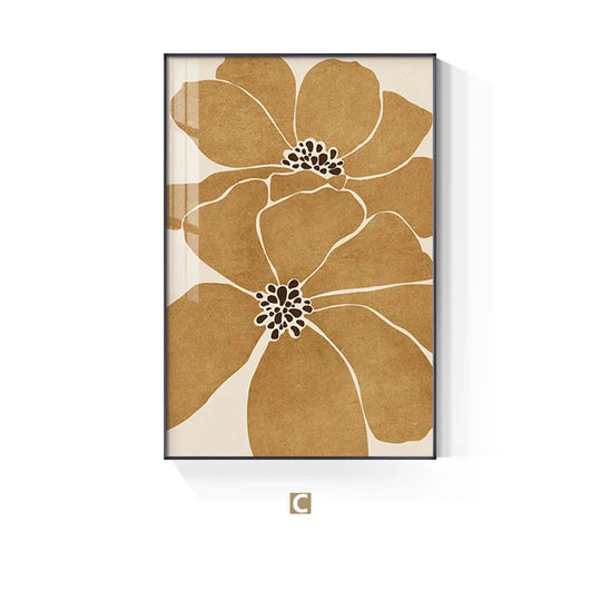 Big Floral Abstract Botanical Canvas Wall Art Unframed