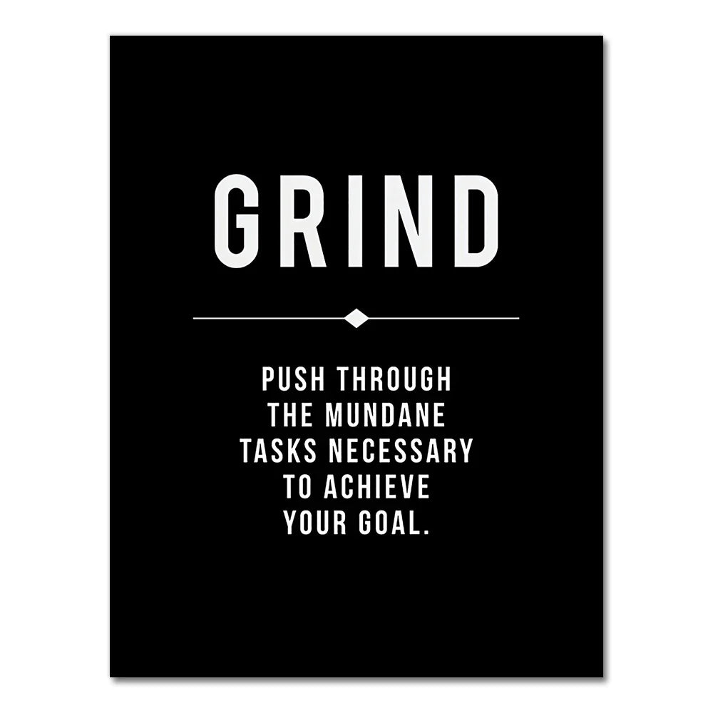 Hustle Grit Grind Success Motivational Canvas Wall Art