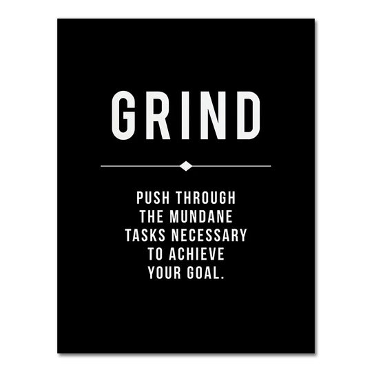 Hustle Grit Grind Success Motivational Canvas Wall Art