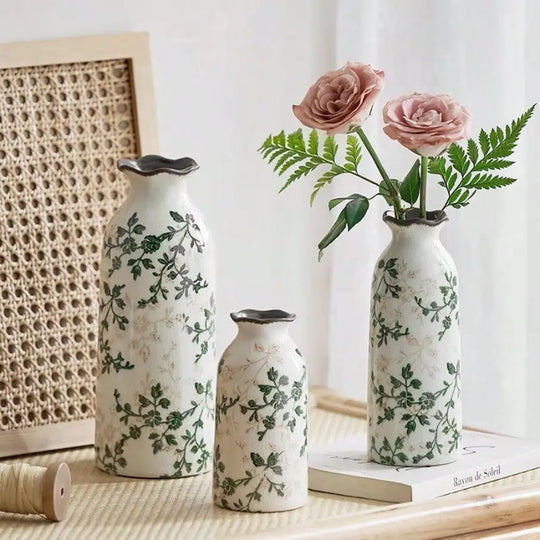 Crackle Glaze Ceramic Bud Vase for Tabletop Flower Decor