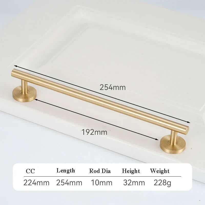 France Satin Gold Cabinet Handles – Solid Brass Pulls and Knobs for Furniture (130–510mm)