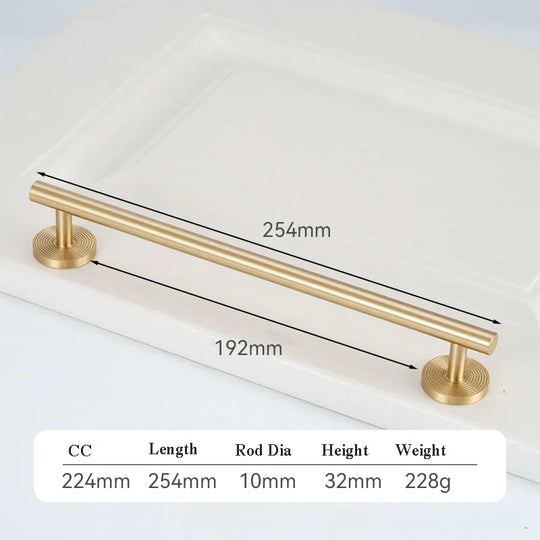 France Satin Gold Cabinet Handles – Solid Brass Pulls and Knobs for Furniture (130–510mm)