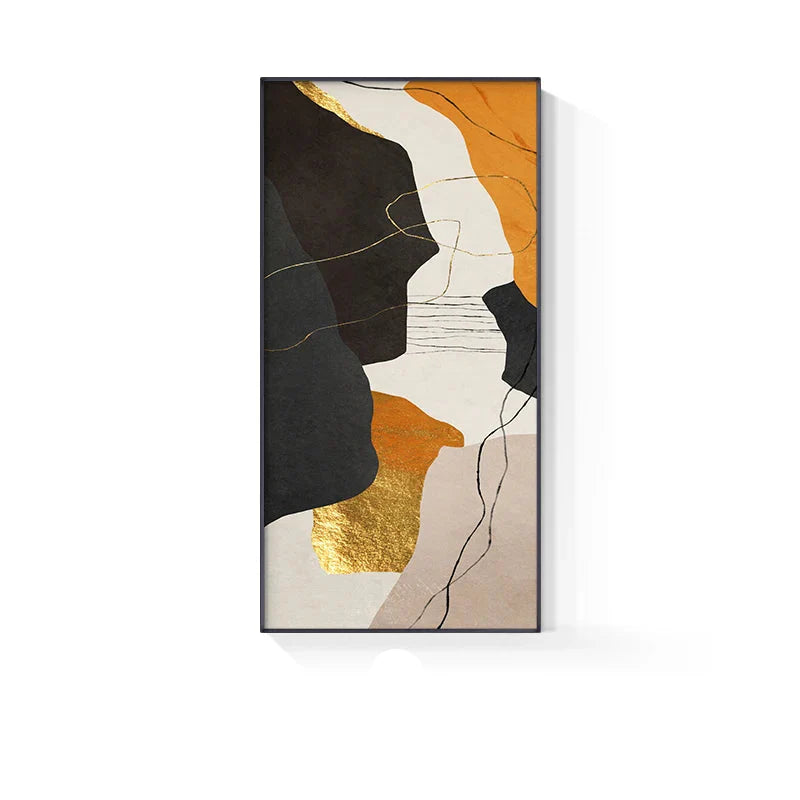 Colorful Golden Flash Geomorphic Abstract Canvas Wall Art Unframed