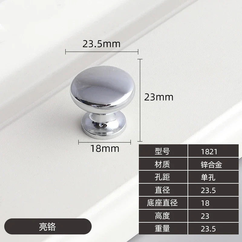 Modern Zinc Alloy Drawer Knobs – Single-Hole Cabinet Handles