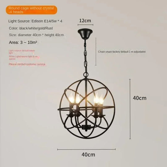 Birdcage Iron Crystal LED Pendant Lamp