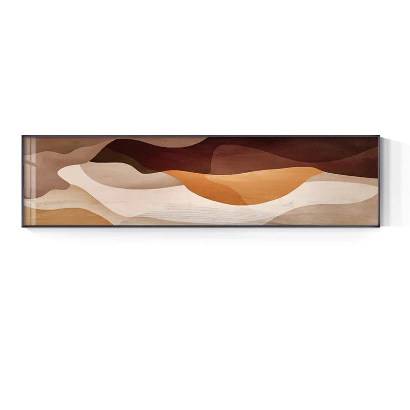 Modern Earthy Brown Abstract Wide Format Canvas Wall Art Unframed