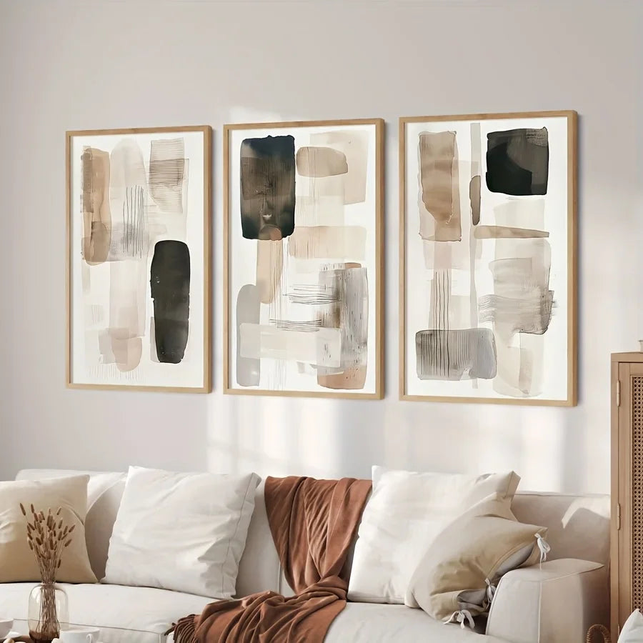 Neutral Tones Abstract Canvas Wall Art Set