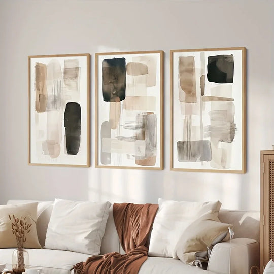 Neutral Tones Abstract Canvas Wall Art Set