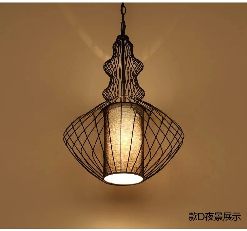 Retro Industrial Birdcage Chandelier – Rustic Farmhouse Hanging Lamp