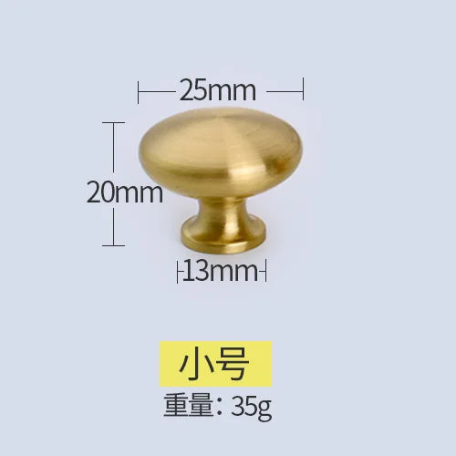 Pure Brass Cabinet Handles – Brushed Gold Single-Hole Knobs