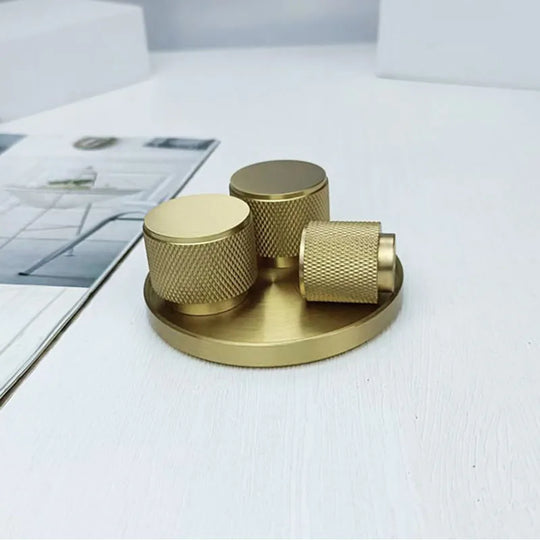 Knurled Gold Brass Cabinet Knobs – Modern Drawer & Wardrobe Handles