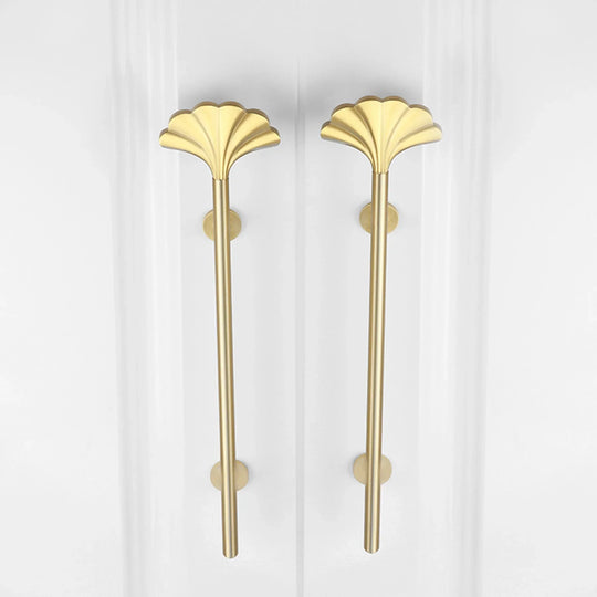 Solid Brass Ginkgo Leaf Handle – Elegant Gold Furniture Knob for Cabinets, Wardrobes, and Cupboards