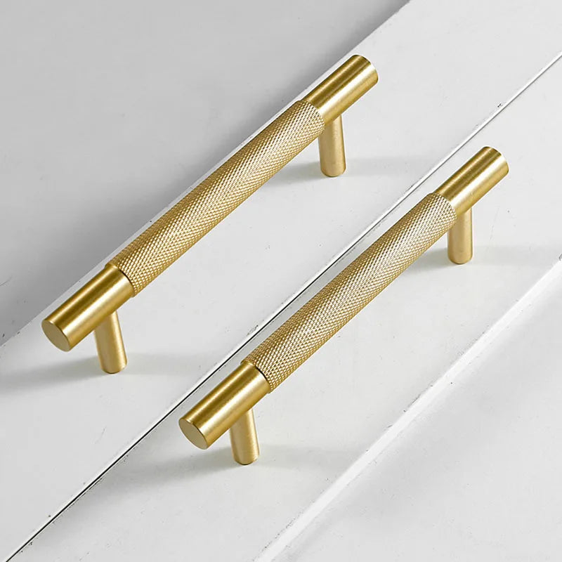 Brass Textured Cabinet Handles – Knurled Pulls and Knobs for Furniture