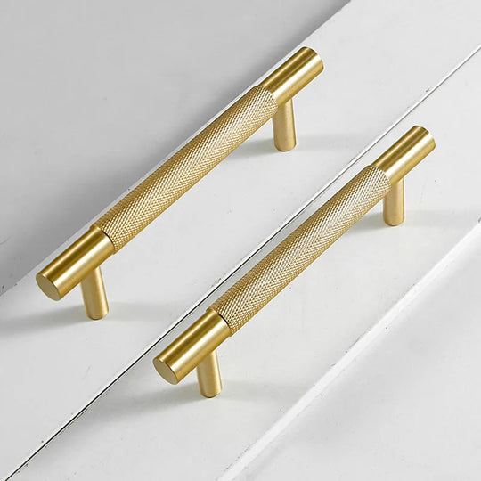 Brass Textured Cabinet Handles – Knurled Pulls and Knobs for Furniture