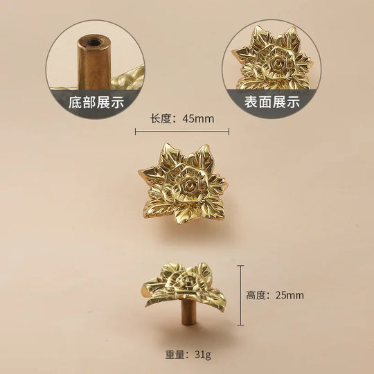 Luxury Brass Flower and Leaf Cabinet Handles – Chinese-Style Decorative Pulls