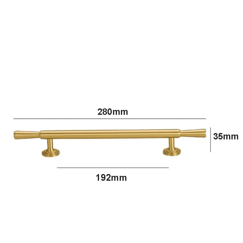 Brushed Gold Brass Cabinet Handles – Modern Pulls and Knobs for Furniture (50–280mm)