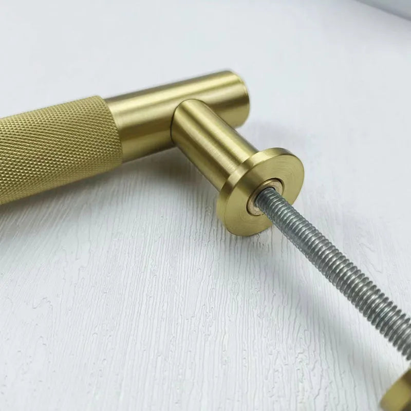 52cm Brass Knurled Door Handle – Gold Pulls for Sliding Glass, Barn, and Shower Doors