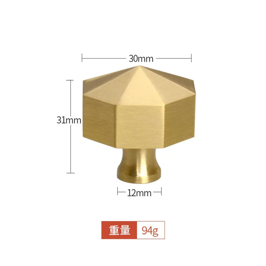 Pure Brass Cabinet Handles – Brushed Gold Single-Hole Knobs