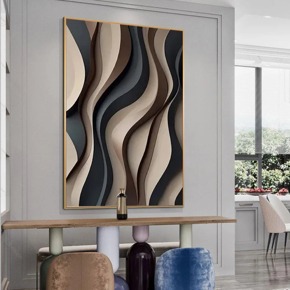 Abstract Flowing Wavy Design Canvas Wall Art