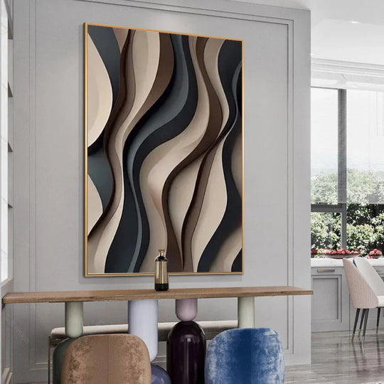 Abstract Flowing Wavy Design Canvas Wall Art
