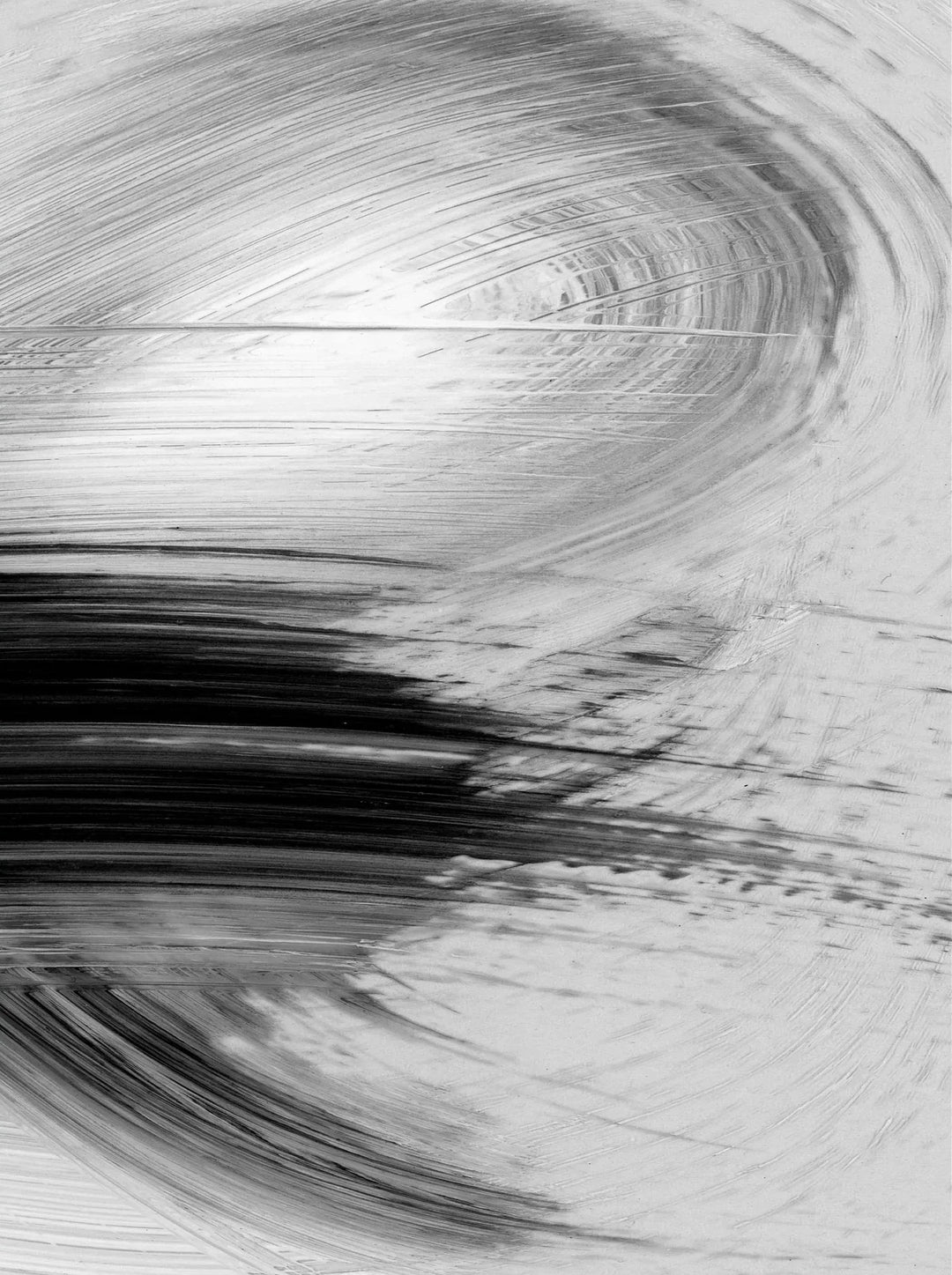 Flowing Brush Strokes Black White Abstract Canvas Wall Art Unframed