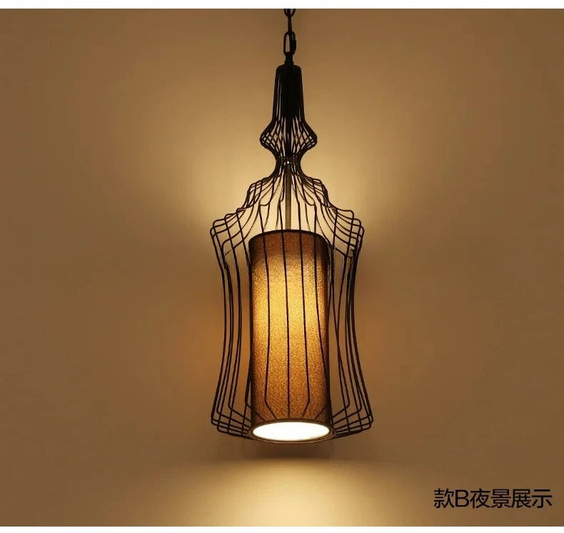 Retro Industrial Birdcage Chandelier – Rustic Farmhouse Hanging Lamp