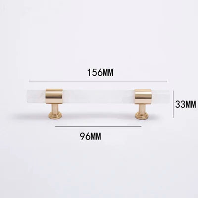 Natural Marble and Crystal T-Bar Cabinet Handles – Modern Brass Knobs and Pulls