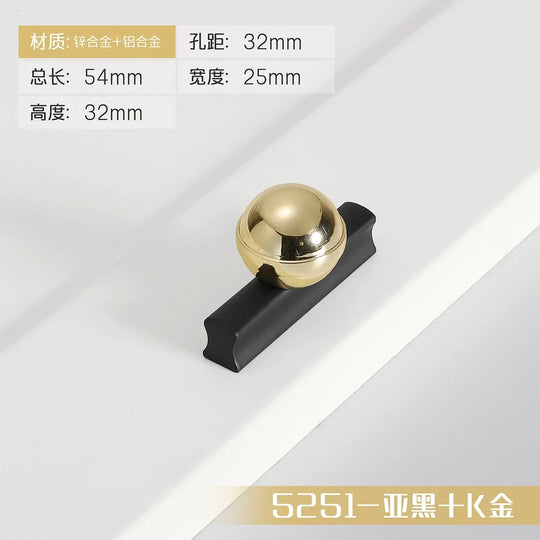 Black and Gold Cabinet Pulls – Double-Color Aluminum Zinc Alloy Handles