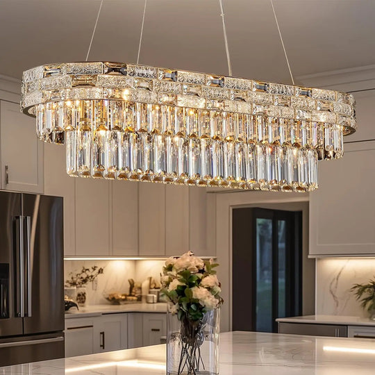 Modern Gold Crystal Chandelier for Dining & Living Spaces