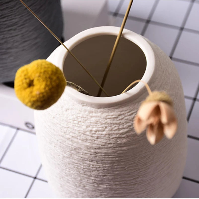 White Ceramic Decorative Vase for Desktop and Shelf Home Decor