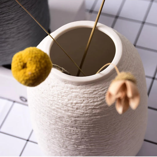 White Ceramic Decorative Vase for Desktop and Shelf Home Decor