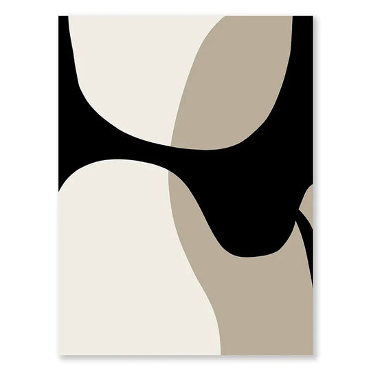 Modern Abstract Black Beige Canvas Wall Art Print