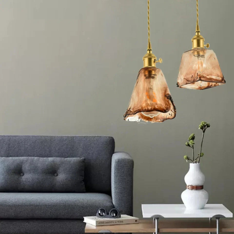 Amber – Nordic Vintage Glass Pendant Light for Bedroom, Café, Bar, and Restaurant