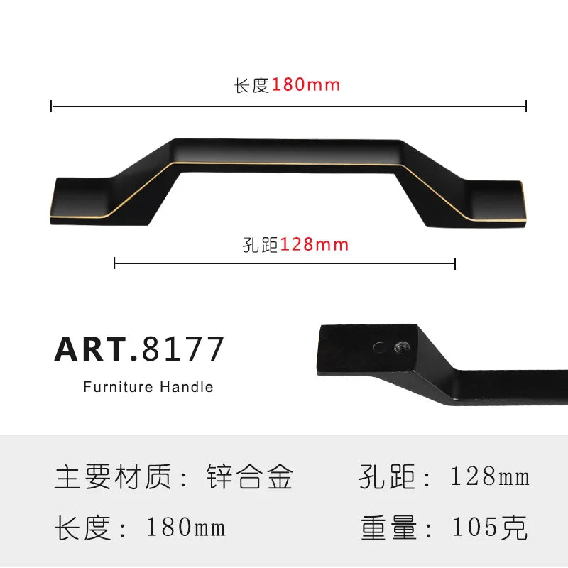 Zinc Alloy Solid Cabinet Door Handles – Modern Minimalist Pulls for Furniture
